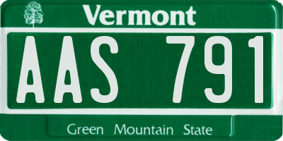 VT license plate AAS791