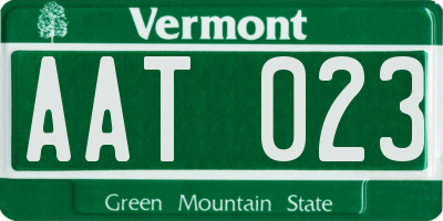 VT license plate AAT023
