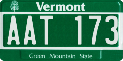VT license plate AAT173