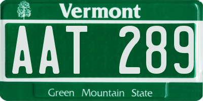 VT license plate AAT289