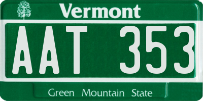 VT license plate AAT353