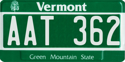 VT license plate AAT362
