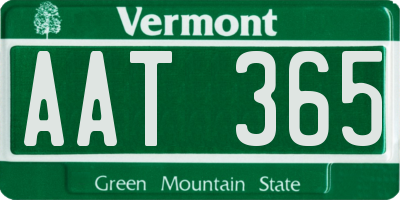 VT license plate AAT365