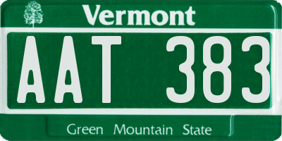 VT license plate AAT383