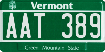 VT license plate AAT389