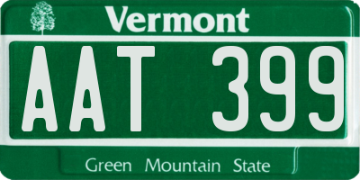 VT license plate AAT399