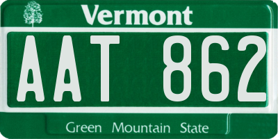 VT license plate AAT862