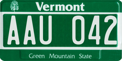 VT license plate AAU042