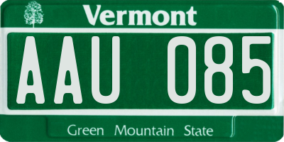 VT license plate AAU085