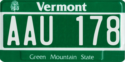 VT license plate AAU178