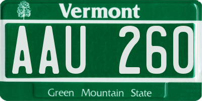 VT license plate AAU260