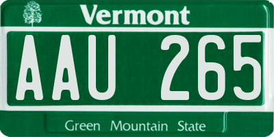 VT license plate AAU265