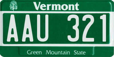 VT license plate AAU321