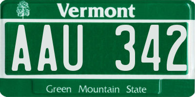 VT license plate AAU342