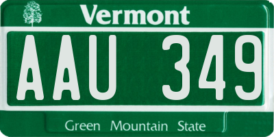 VT license plate AAU349