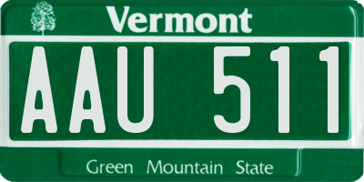 VT license plate AAU511