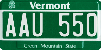 VT license plate AAU550
