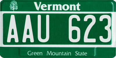 VT license plate AAU623