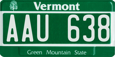 VT license plate AAU638