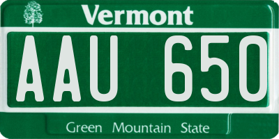 VT license plate AAU650