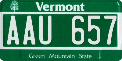 VT license plate AAU657
