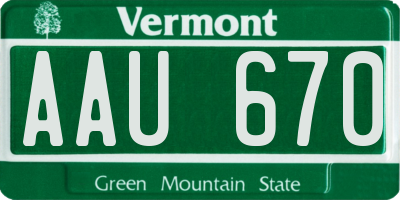 VT license plate AAU670