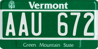 VT license plate AAU672