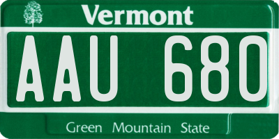 VT license plate AAU680