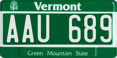 VT license plate AAU689