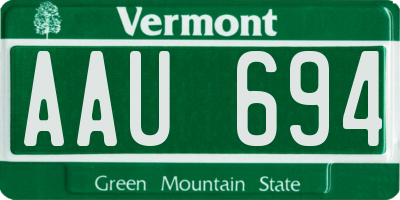 VT license plate AAU694