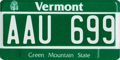 VT license plate AAU699