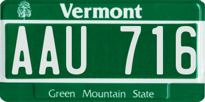 VT license plate AAU716
