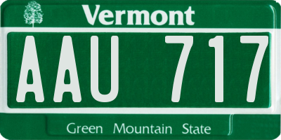 VT license plate AAU717