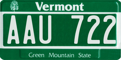 VT license plate AAU722