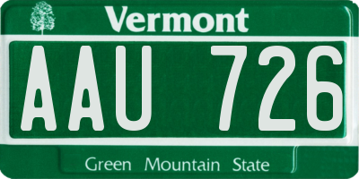 VT license plate AAU726