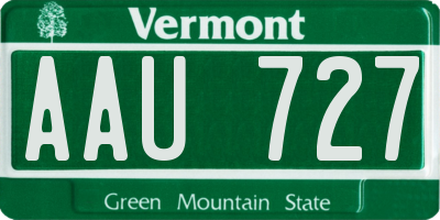 VT license plate AAU727