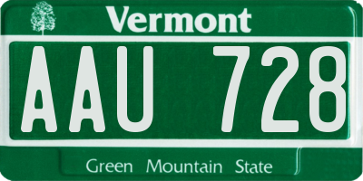VT license plate AAU728