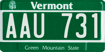 VT license plate AAU731