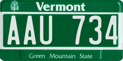 VT license plate AAU734