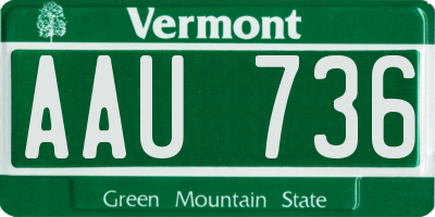 VT license plate AAU736