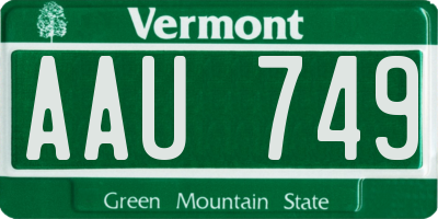 VT license plate AAU749