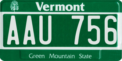 VT license plate AAU756