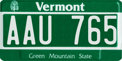 VT license plate AAU765
