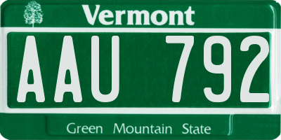 VT license plate AAU792