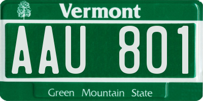 VT license plate AAU801