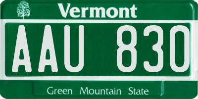 VT license plate AAU830