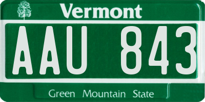 VT license plate AAU843