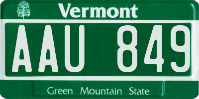 VT license plate AAU849