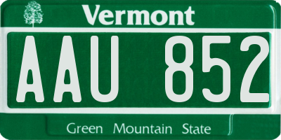VT license plate AAU852