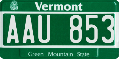 VT license plate AAU853